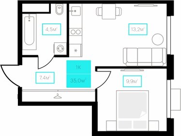 37 м², 1-комнатная квартира 4 500 000 ₽ - изображение 66