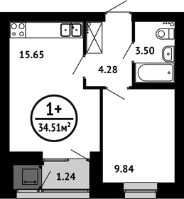 34,8 м², 1-комнатная квартира 5 041 650 ₽ - изображение 33