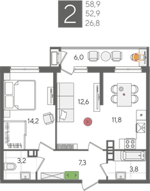 86,1 м², 3-комнатная квартира 9 700 000 ₽ - изображение 68