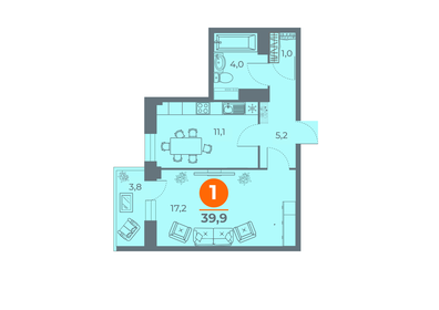 38 м², 1-комнатная квартира 6 150 000 ₽ - изображение 53