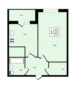 Квартира 34,7 м², 1-комнатная - изображение 1