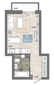 Квартира 27,6 м², 1-комнатная - изображение 1