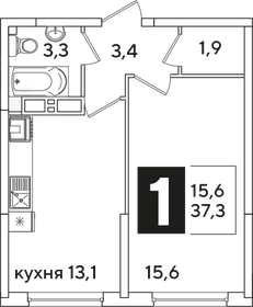 37,1 м², 1-комнатная квартира 7 353 220 ₽ - изображение 35