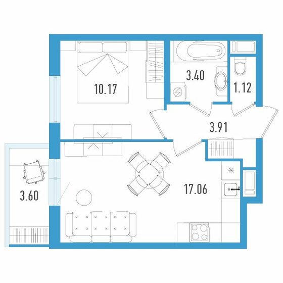 36,7 м², 1-комнатная квартира 6 796 900 ₽ - изображение 1