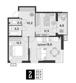 65,7 м², 2-комнатная квартира 8 000 000 ₽ - изображение 61