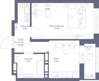 36,1 м², 1-комнатная квартира 8 733 780 ₽ - изображение 89