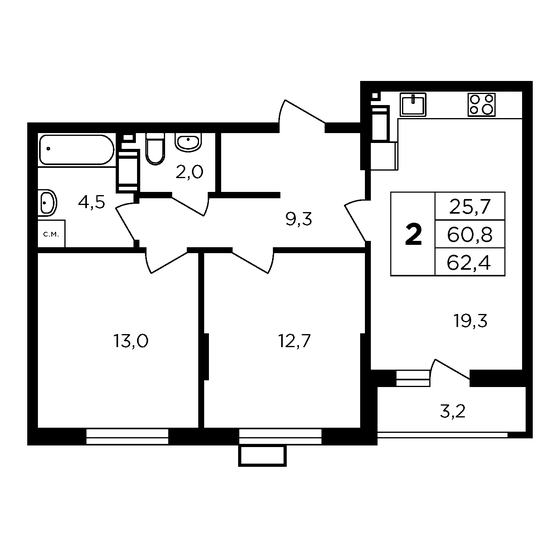 64 м², 2-комнатная квартира 7 094 880 ₽ - изображение 1