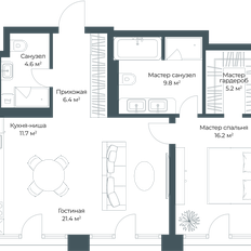 Квартира 75,9 м², 1-комнатная - изображение 2