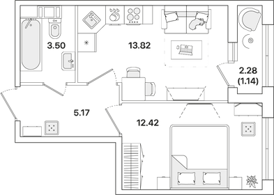 36,1 м², 1-комнатная квартира 9 403 192 ₽ - изображение 6