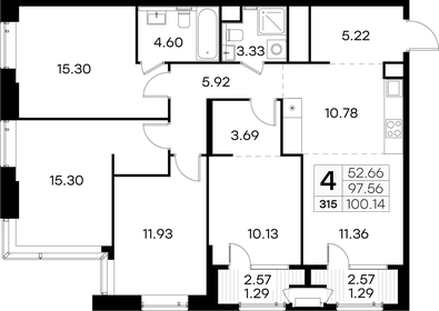 Квартира 100,1 м², 4-комнатная - изображение 1