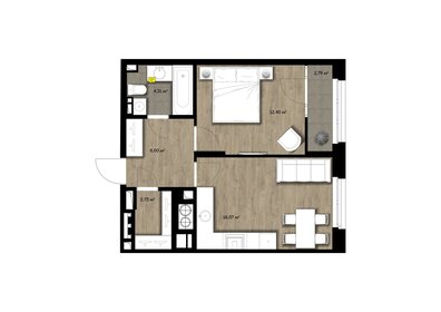 Квартира 42,7 м², 1-комнатная - изображение 1