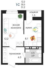 Квартира 31,2 м², 1-комнатная - изображение 1