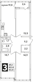 82,9 м², 3-комнатная квартира 9 657 850 ₽ - изображение 26