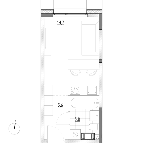 22,1 м², апартаменты-студия 4 817 800 ₽ - изображение 1