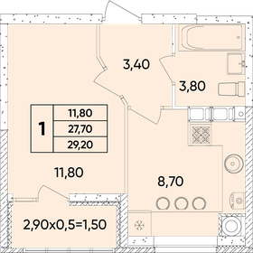 28,7 м², 1-комнатная квартира 3 917 550 ₽ - изображение 30