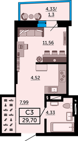 28,6 м², квартира-студия 4 064 040 ₽ - изображение 26