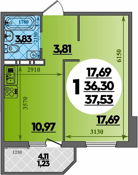 42 м², 1-комнатная квартира 4 450 000 ₽ - изображение 64