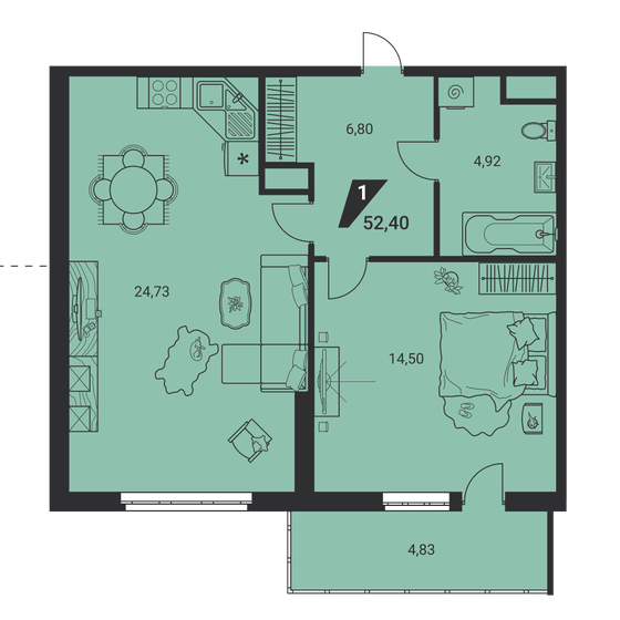 59,4 м², 3-комнатная квартира 6 450 000 ₽ - изображение 104