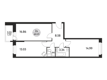 61 м², 2-комнатная квартира 10 250 000 ₽ - изображение 63