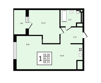 Квартира 38,2 м², 1-комнатная - изображение 1