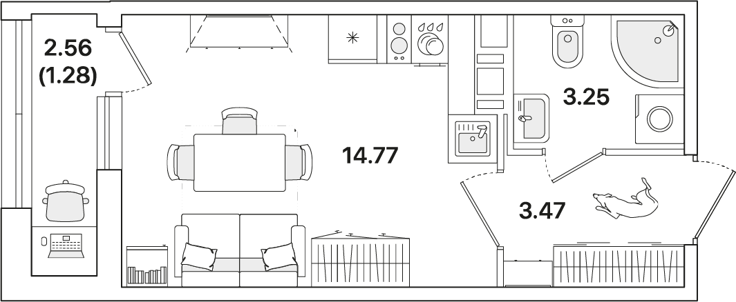 22,8 м², квартира-студия 6 326 343 ₽ - изображение 19