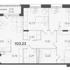 Квартира 103,2 м², 3-комнатная - изображение 2