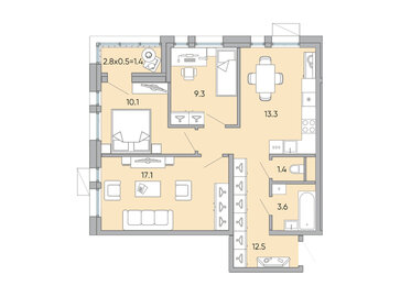 68,6 м², 3-комнатная квартира 10 255 700 ₽ - изображение 30