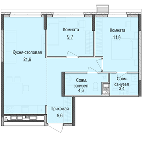 60,4 м², 2-комнатная квартира 8 809 000 ₽ - изображение 11