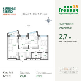 82,5 м², 3-комнатная квартира 12 743 160 ₽ - изображение 10