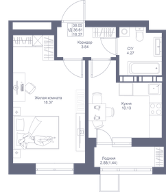 36,7 м², 1-комнатная квартира 8 964 560 ₽ - изображение 70