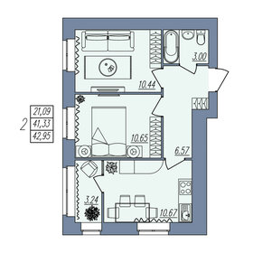 43 м², 2-комнатная квартира 4 252 050 ₽ - изображение 26