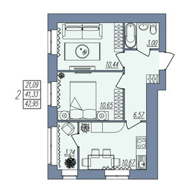 Квартира 43 м², 2-комнатная - изображение 1