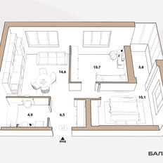 Квартира 46,8 м², 2-комнатная - изображение 5