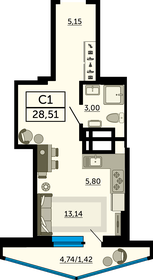 30,4 м², квартира-студия 3 400 000 ₽ - изображение 61