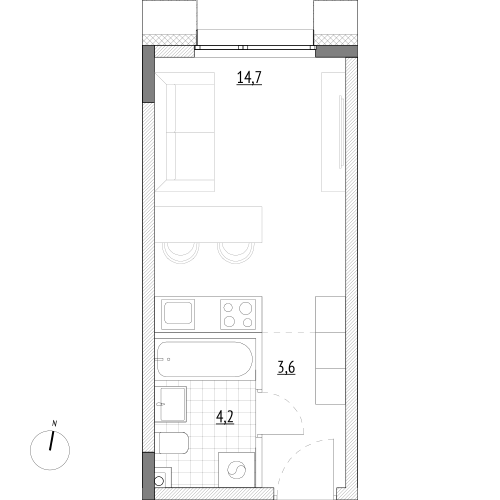 22,5 м², апартаменты-студия 4 702 500 ₽ - изображение 1
