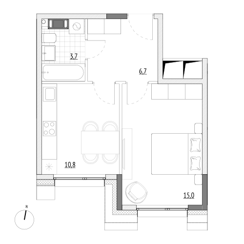 36,2 м², 1-комнатные апартаменты 6 624 600 ₽ - изображение 1