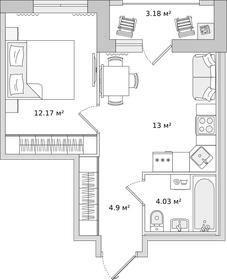 34 м², 1-комнатная квартира 5 999 000 ₽ - изображение 58