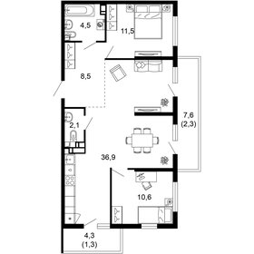 77,4 м², 2-комнатная квартира 27 175 140 ₽ - изображение 21