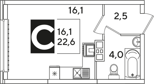 22,6 м², квартира-студия 5 021 720 ₽ - изображение 14