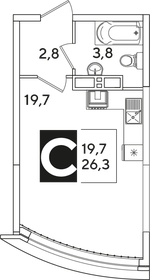 Квартира 26,3 м², студия - изображение 2