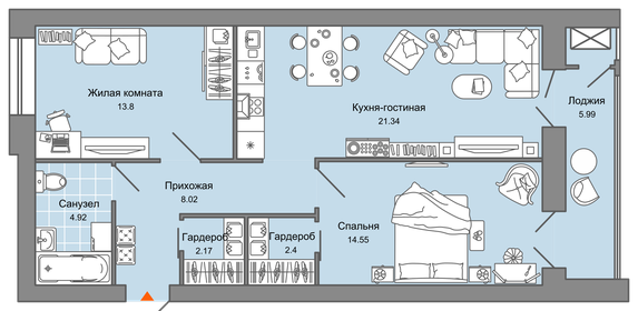 Квартира 70 м², 3-комнатная - изображение 1