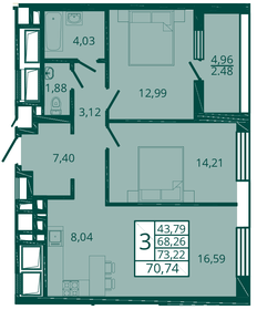 75 м², 3-комнатная квартира 9 500 000 ₽ - изображение 35