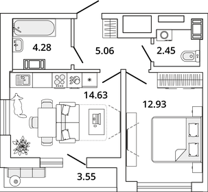 41,1 м², 1-комнатная квартира 10 706 163 ₽ - изображение 49