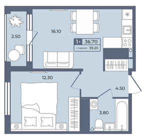 40 м², 1-комнатная квартира 6 100 000 ₽ - изображение 68