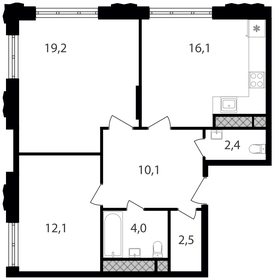 Квартира 66,4 м², 2-комнатные - изображение 1