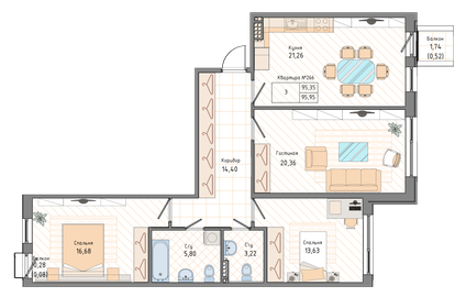 212,4 м², 5-комнатная квартира 88 722 776 ₽ - изображение 102