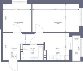 53,1 м², 2-комнатная квартира 10 993 770 ₽ - изображение 58