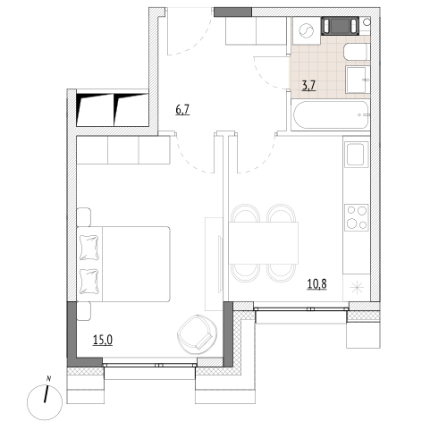 36,2 м², 1-комнатные апартаменты 6 516 000 ₽ - изображение 1