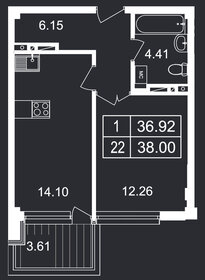 Квартира 38 м², 1-комнатные - изображение 1