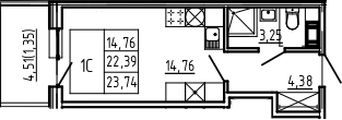 51 м², 2-комнатная квартира 5 500 000 ₽ - изображение 33